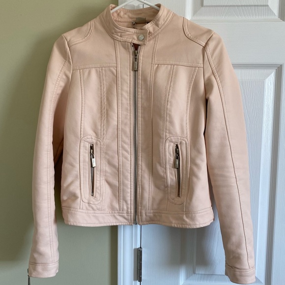 Jou Jou Jackets & Blazers - JouJou Pale Pink Vegan Leather Moto Jacket S